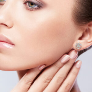 Elegant Round Cluster Diamond Stud Earrings in White Gold