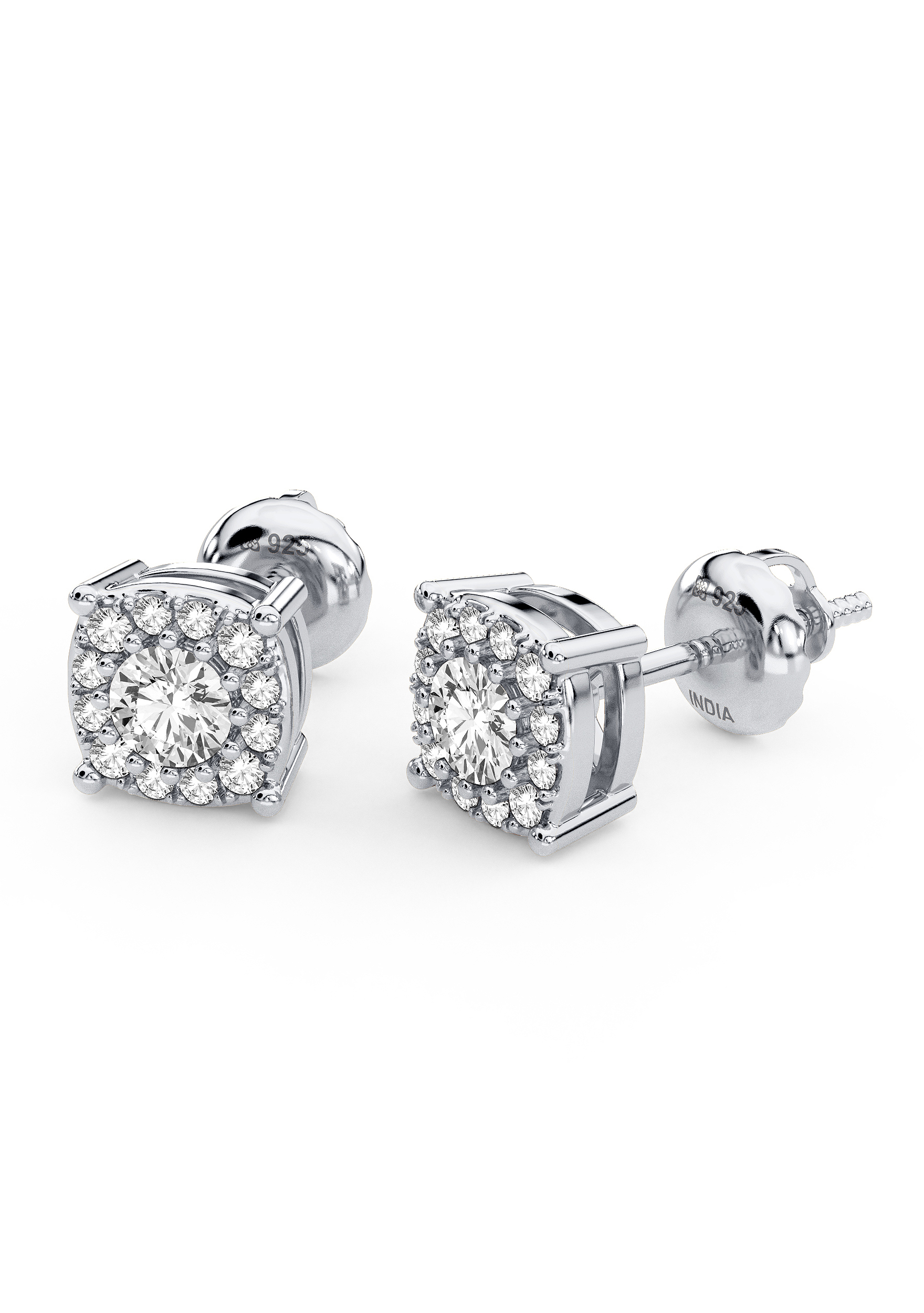 Diamond Halo Stud Earrings - Image 4