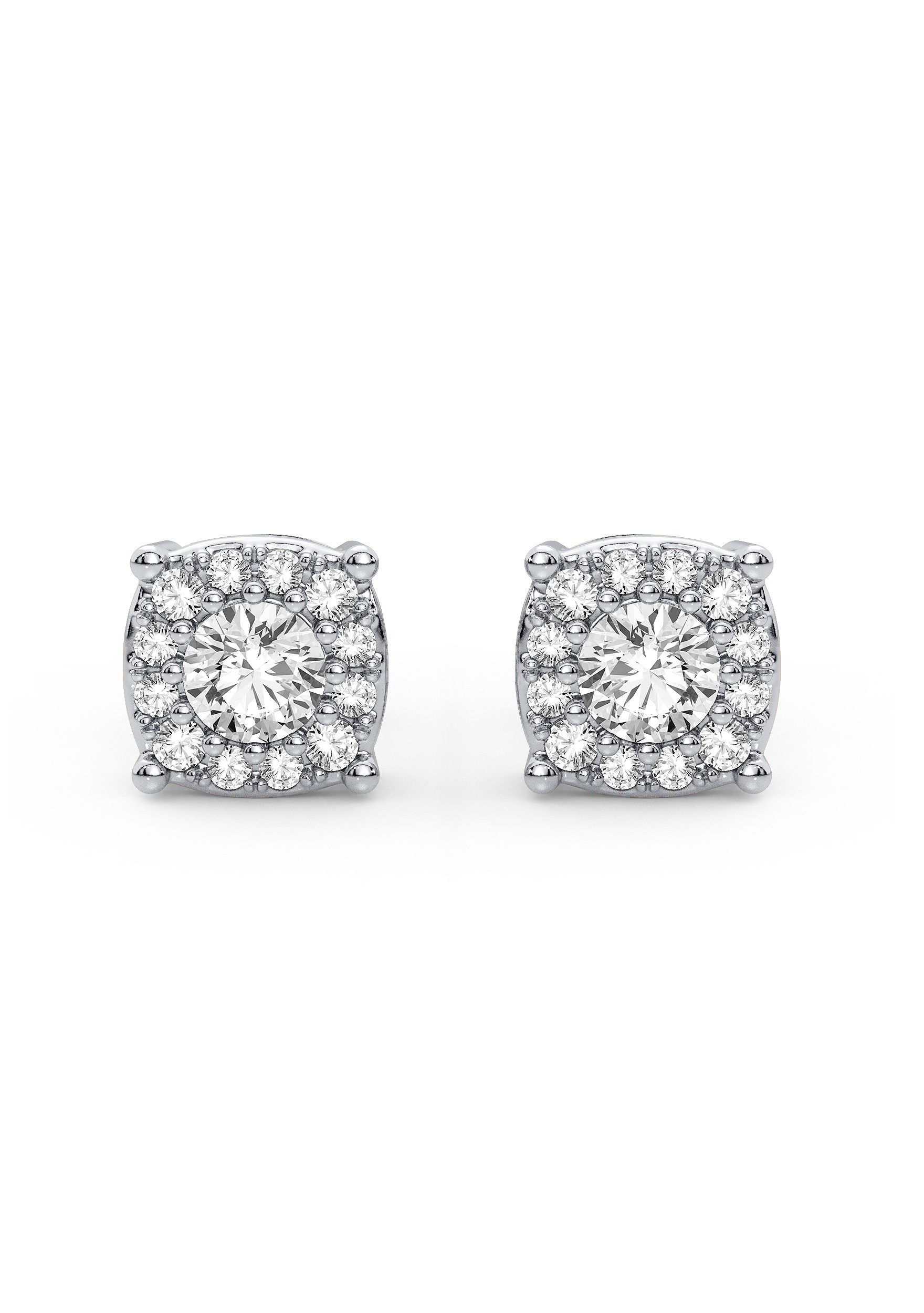 Diamond Halo Stud Earrings - Image 3