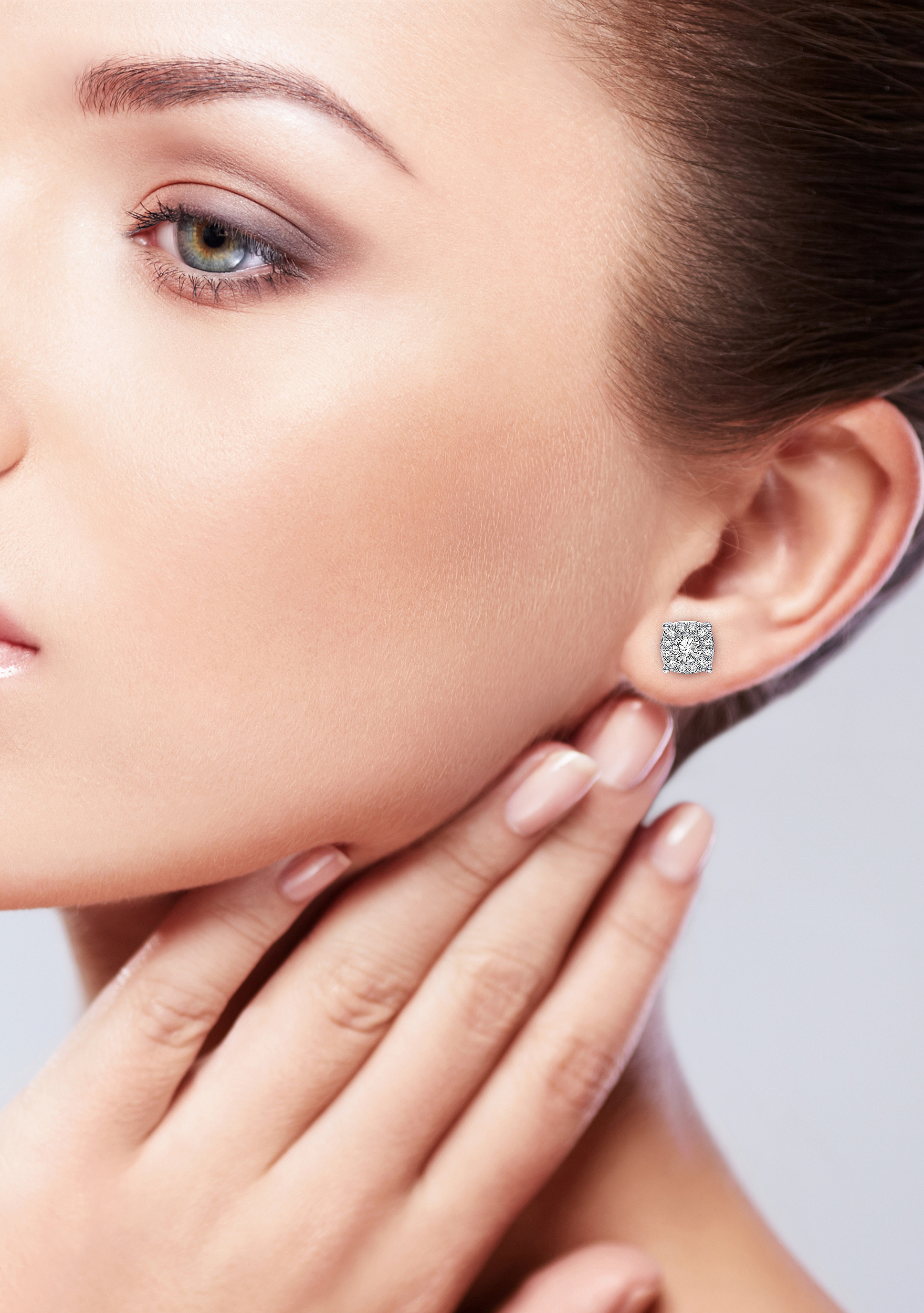 Diamond Halo Stud Earrings